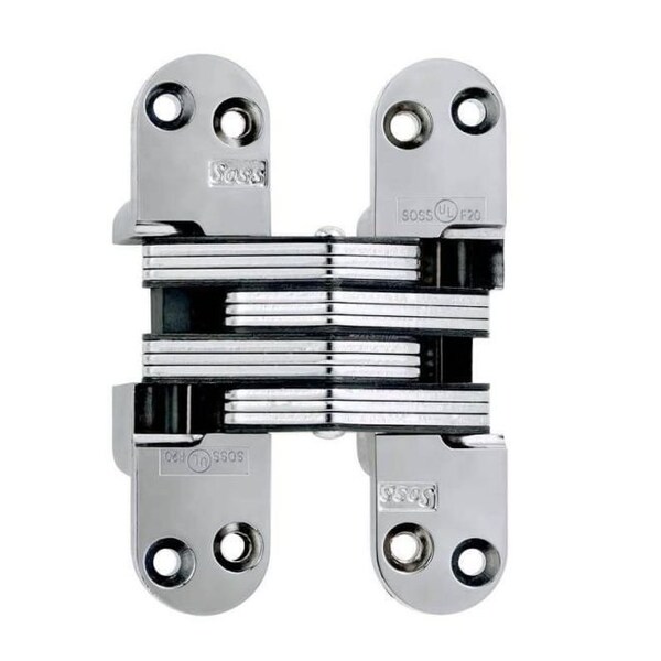 Universal Industrial Soss 1-1/8" x 4-5/8" Heavy Duty Invisible Spring Hinge for 1-3/4" Doors Bright Chrome Finish 218ICUS26 - main